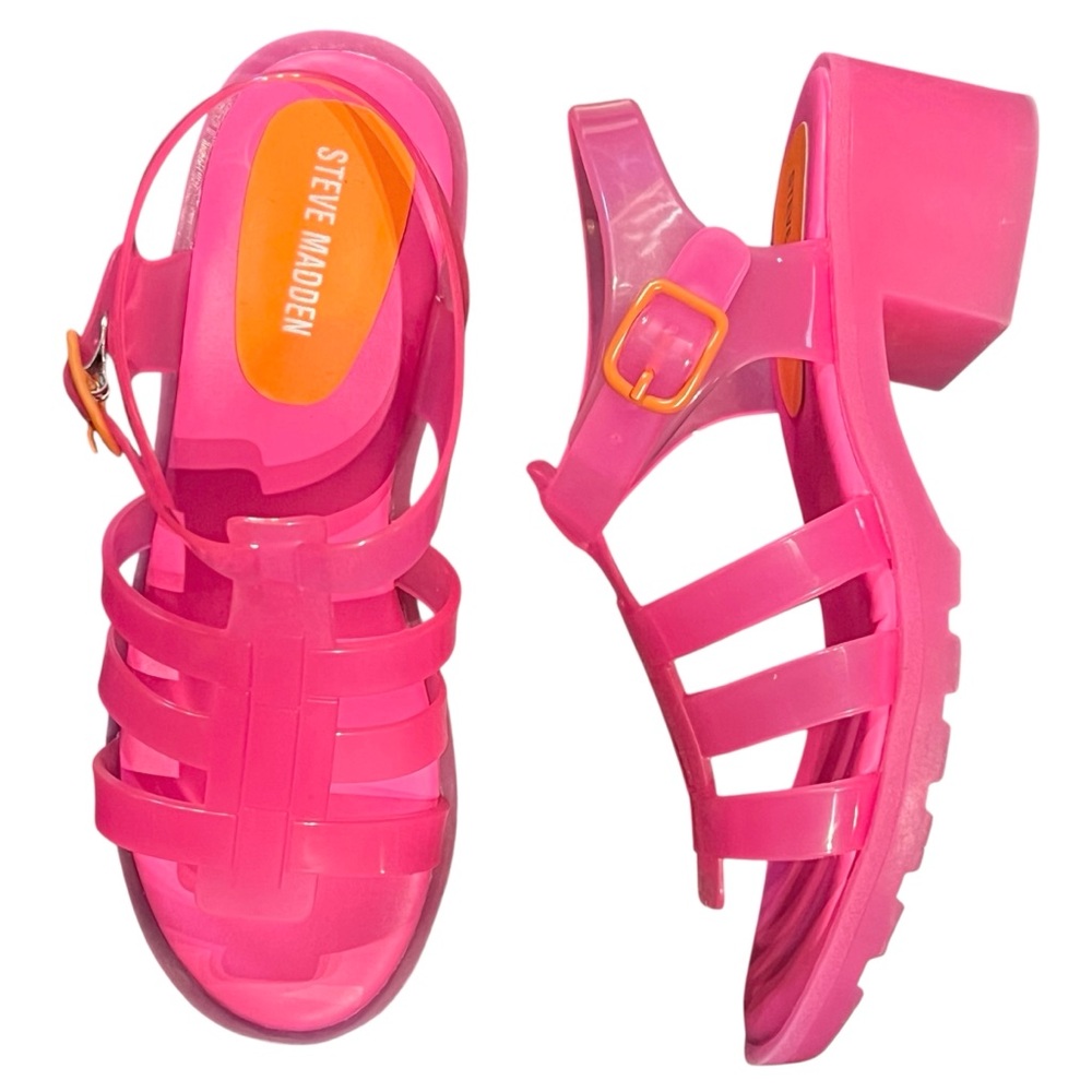 Steve Madden Pink Gladiator Block Heel Sandals. Size 5